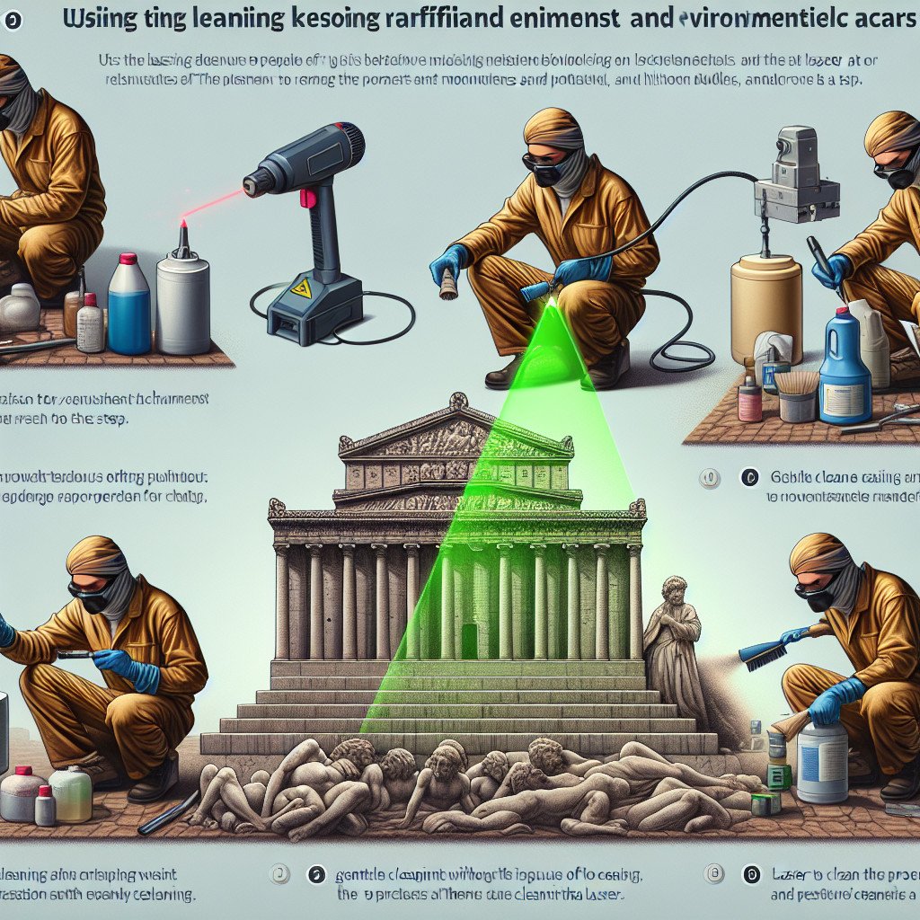 Entfernung von Graffiti und Umweltverschmutzungen von Denkmälern mit Laser